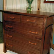 Sagano Walnut chest of drawers with Madrone Panels - Sagano Walnut chest of drawers with Madrone Panels