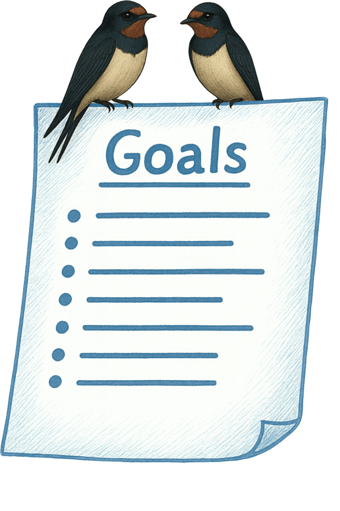 Picture of paper with Goals on it