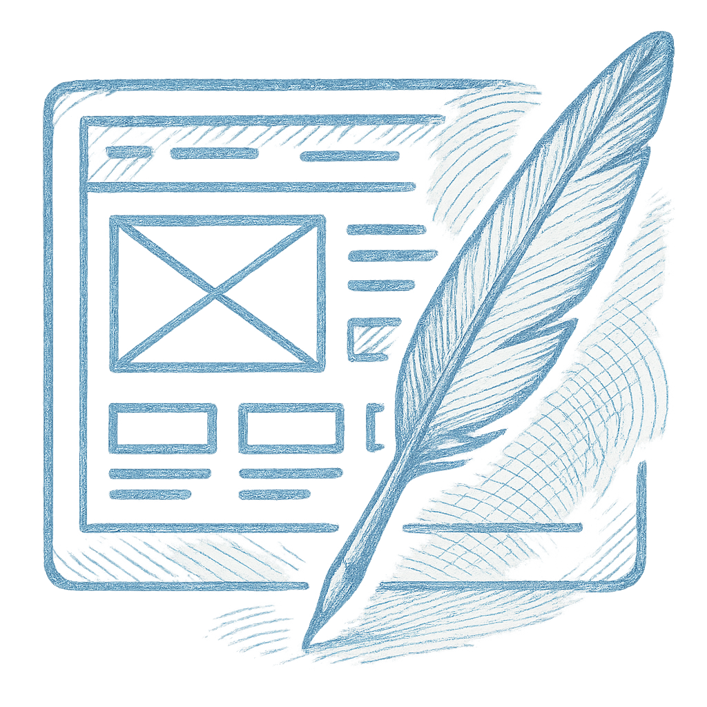 Icon of code with feather pencil