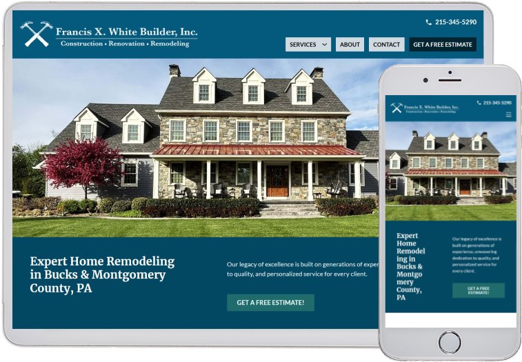 Francis X White Builder website on devices
